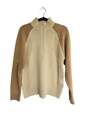 Vintage Y2K Italian Lotto Half-Zip Ribbed Knit Color Block Sweater Men's Medium